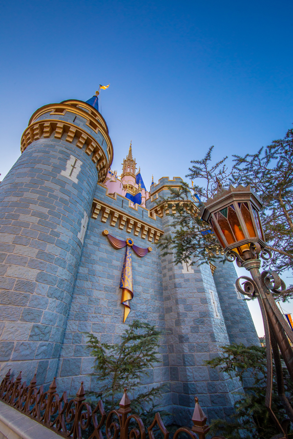 Cinderella Castle's 50th anniversary decor at Magic Kingdom