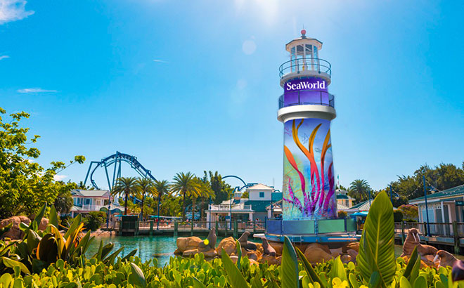 SeaWorld Orlando's repainted lighthouse