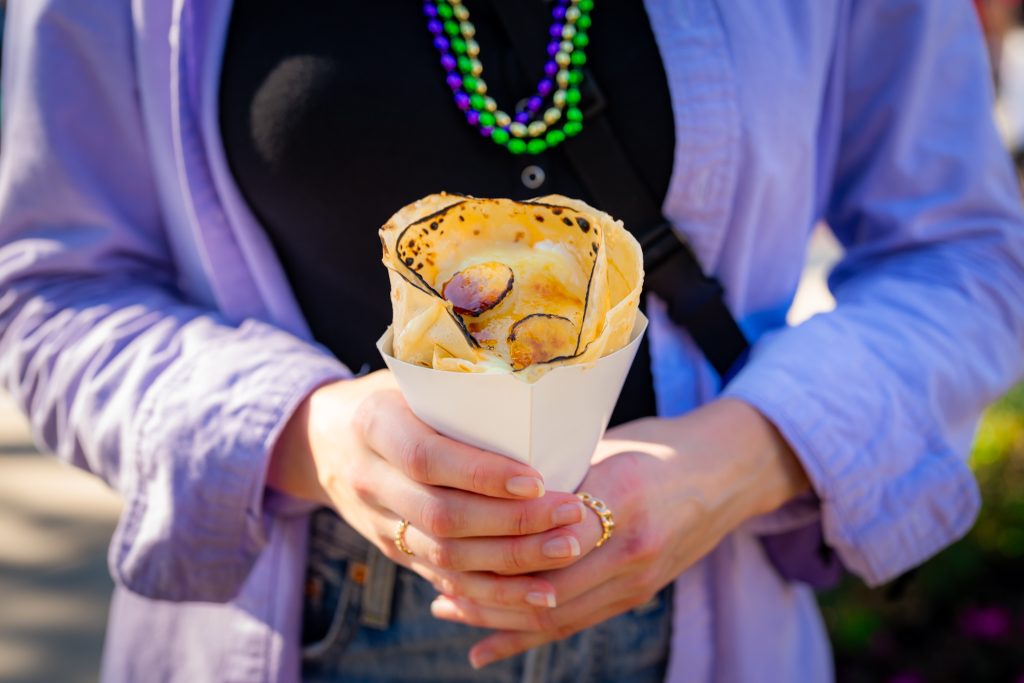 Bananas Foster Crème Brûlée Crepe at Universal Mardi Gras