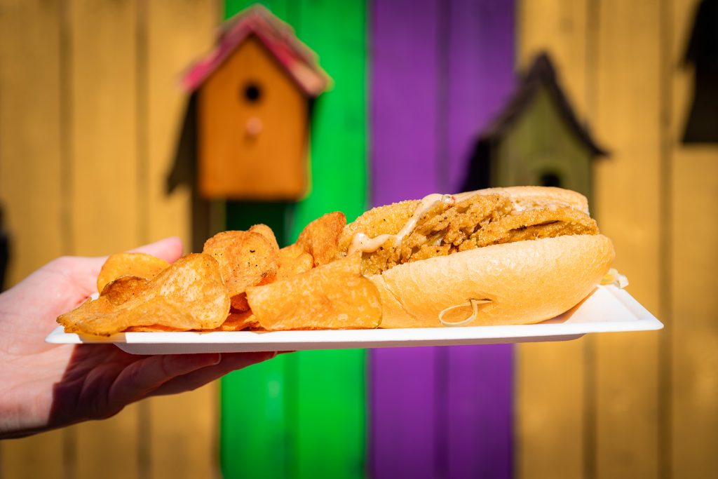 Fried Green Tomato Po'Boy at Universal Mardi Gras